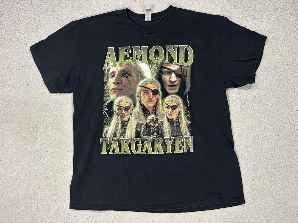Aemond Targaryen Shirt Mens XL Black House Of The Dragon Game Of Thrones Tee